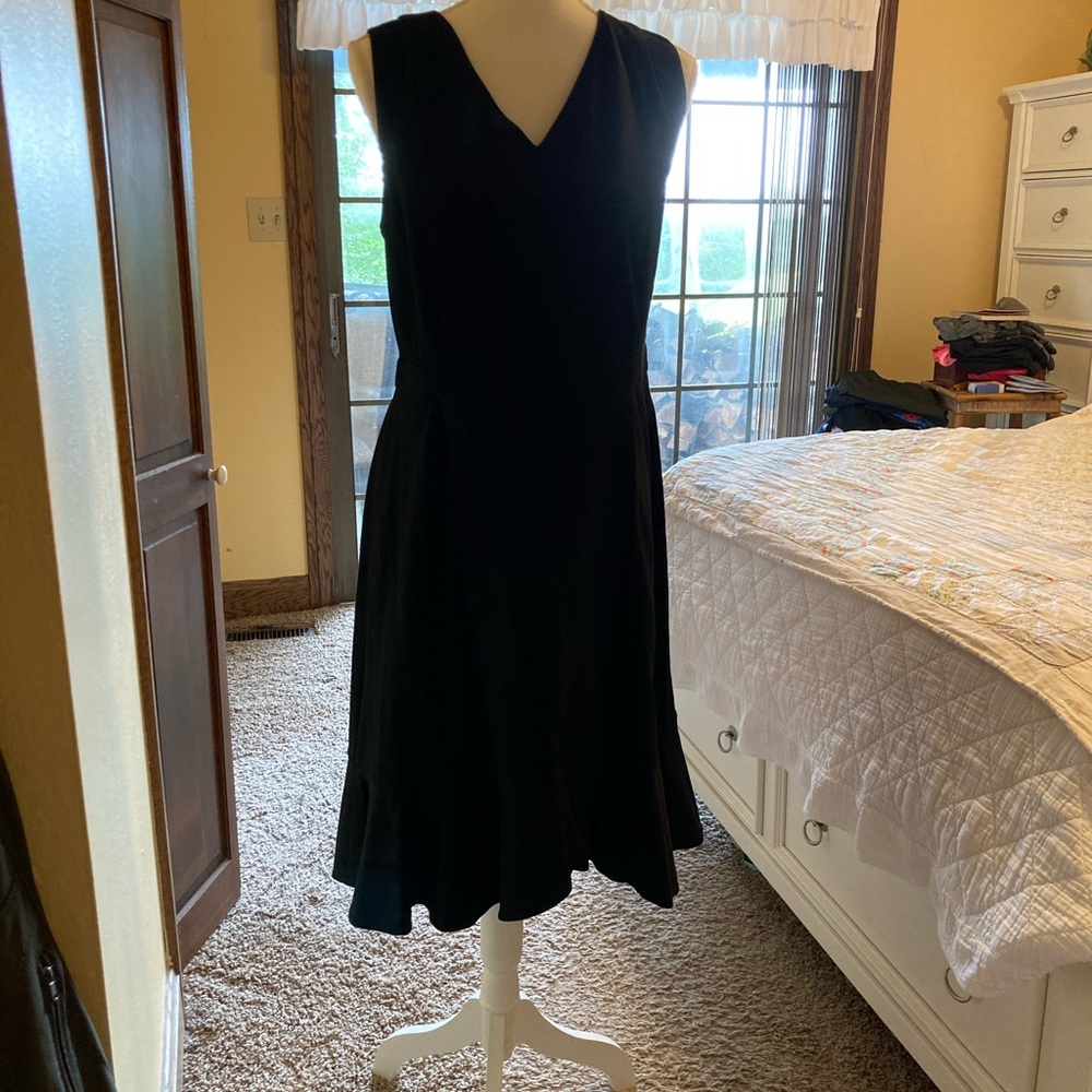 NWT size 14P Talbots black ponte knit dress sleeveless